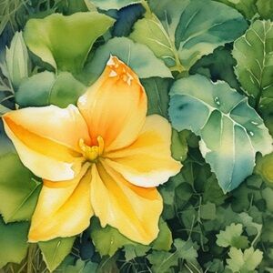 8.5x8.5in Yellow Floral Watercolor Print